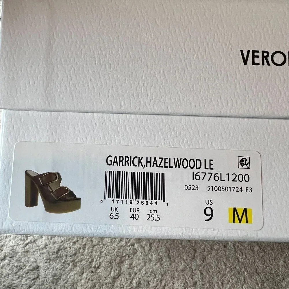 Veronica Beard Garrick Brown Leather Dual Buckle Platform Sandals Size 9M NWB